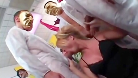 Beautiful Tranny Gangbanged By Masked Men